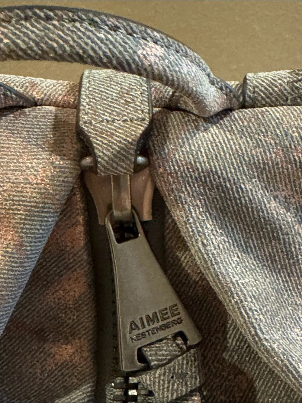 Aimee Kestenberg Metallic Rose Gold Leather Backpack with Center Zip